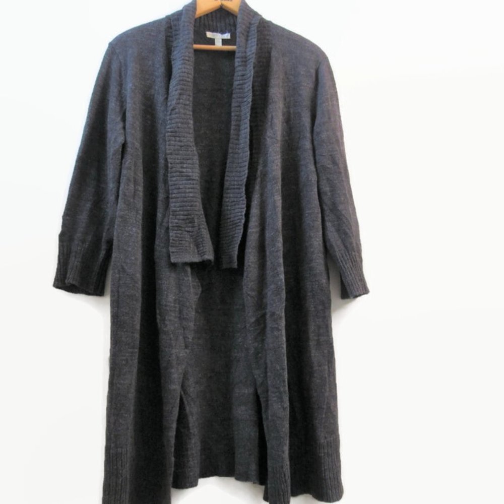 Eileen Fisher Charcoal Grey Long Cotton Cardigan Jacket